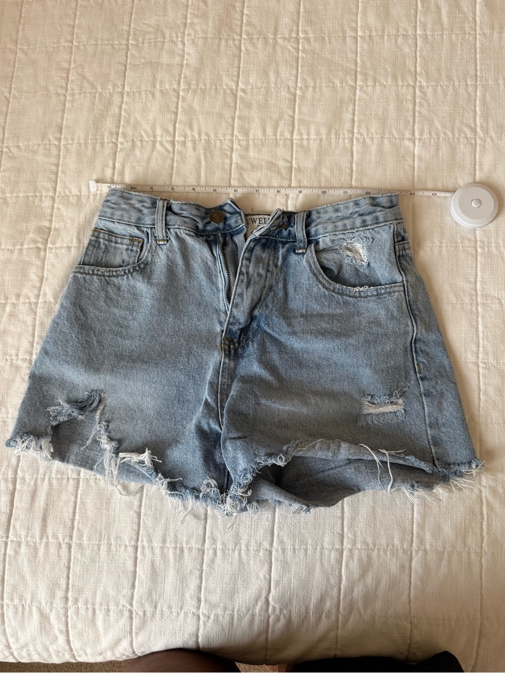 Light Wash Distressed Denim Shorts